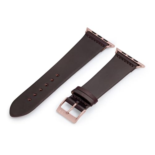 MANUFAKTURWERK Armband EPPENDORF | kompatibel mit Apple Watch 1-9, SE | Shell Cordovan Leder | für Damen und Herren | Bordeaux, Größe:M (Standard). 38 mm / 40 mm / 41 mm, Farbe:Gold Aluminium (Rosé) von MANUFAKTURWERK