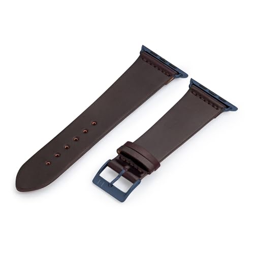 MANUFAKTURWERK Armband EPPENDORF | kompatibel mit Apple Watch 1-9, SE | Shell Cordovan Leder | für Damen und Herren | Bordeaux, Größe:M (Standard). 42 mm / 44 mm / 45 mm, Farbe:Blau Aluminium von MANUFAKTURWERK