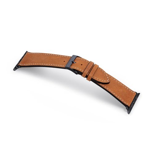 MANUFAKTURWERK Armband HOHELUFT | kompatibel mit Apple Watch 1-9, SE | Leder | für Damen und Herren | Sport | Cognac, Größe:M (Standard). 38 mm / 40 mm / 41 mm, Farbe:Mitternacht Aluminium von MANUFAKTURWERK