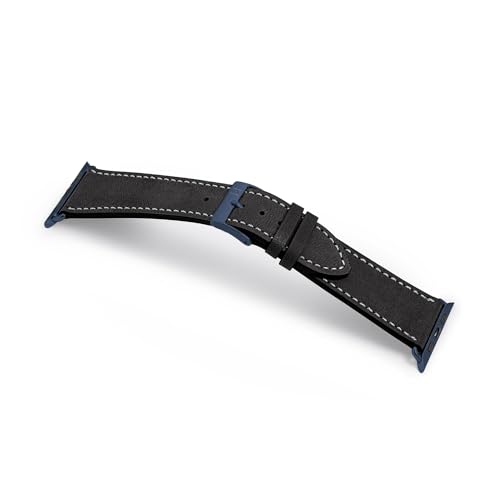 MANUFAKTURWERK Armband HOHELUFT | kompatibel mit Apple Watch 1-9, SE | Leder | für Damen und Herren | Sport | Schwarz, Größe:S (Small). 38 mm / 40 mm / 41 mm, Farbe:Blau Aluminium von MANUFAKTURWERK