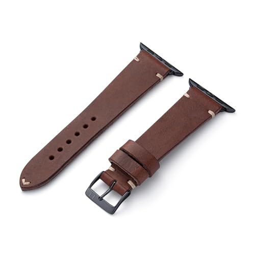 MANUFAKTURWERK Armband ST. Pauli | kompatibel mit Apple Watch 1-9, SE | Leder | für Damen und Herren | Sport | Mokka, Größe:M (Standard). 38 mm / 40 mm / 41 mm, Farbe:Mitternacht Aluminium von MANUFAKTURWERK