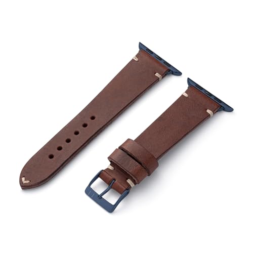 MANUFAKTURWERK Armband ST. Pauli | kompatibel mit Apple Watch 1-9, SE | Leder | für Damen und Herren | Sport | Mokka, Größe:M (Standard). 42 mm / 44 mm / 45 mm, Farbe:Blau Aluminium von MANUFAKTURWERK