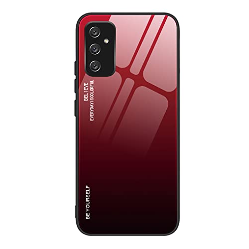 MAOGE Hülle für Samsung Galaxy M13, Ultradünne Gehärtetem Glas Zurück & Weich Silikon TPU Rahmen Handyhülle Farbverlauf Farbe Case Stoßfest Schutzhülle, Elegantes Rot von MAOGE