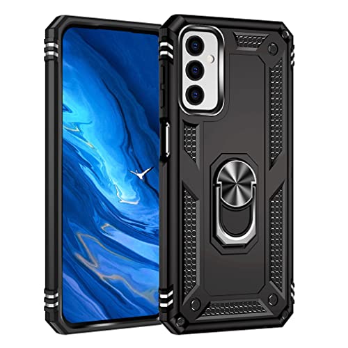 MAOGE Hülle für Samsung Galaxy M23 5G, Militär Strapazierfähig Robust Handyhülle Outdoor Stoßfest Silikon TPU + PC Handy Case Schutzhülle mit 360 Grad Ring Ständer - Schwarz von MAOGE