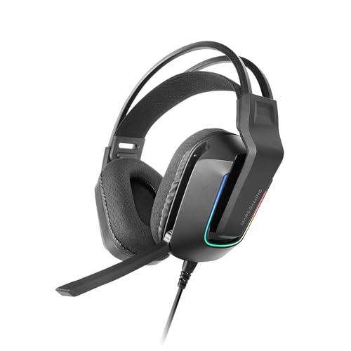 MARSGAMING MH-Strike, Gaming-Headset FRGB Rainbow, Ergonomie Design, 50mm Neodym-Treiber, Klappbares Mikrofon, Integrierte Steuerung, Air-Ohrpolster, Verstellbarer Kopfbügel, Multiplattform, Schwarz von MARSGAMING