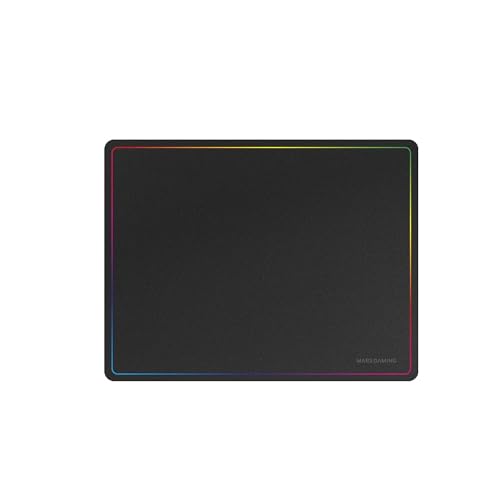 MARSGAMING MMP124 Gaming-Pad, 360 x 260 mm, Regenbogenkantendesign, rutschfeste Unterseite aus Naturkautschuk, hochpräzise Nanotextil-Oberfläche, Flexibles Mauspad, Schwarz von MARSGAMING