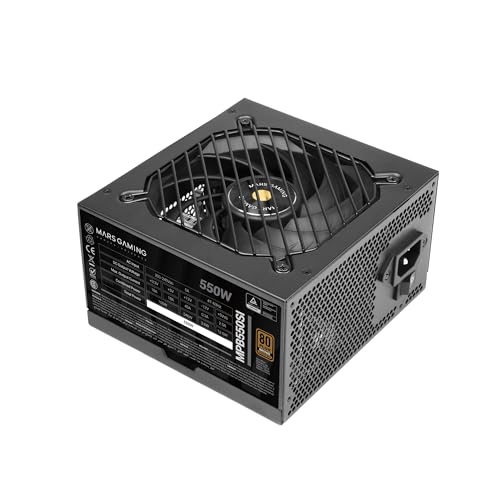 MARSGAMING MPB550SI, PC-ATX-Netzteil 550W, 7 Jahre Garantie, 80Plus Bronze 230V, 90% Effizienz, SI Extreme Silence Lüfter mit Kupferkern, AI2-RPM-, DC-DC- und SMD-Technologien, Schwarz von MARSGAMING