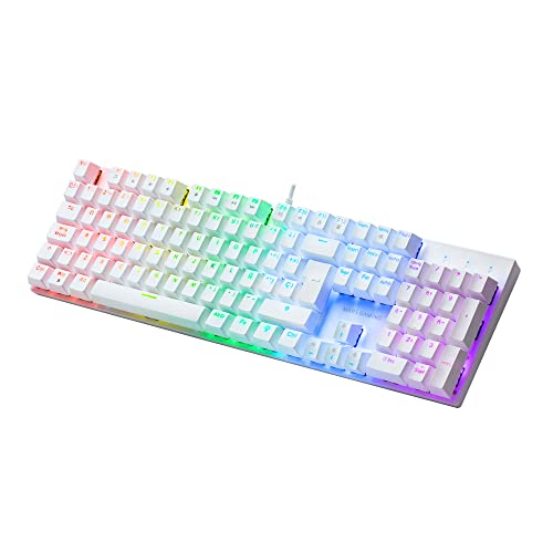 Mars Gaming MK422 Weiß, Mechanische Gaming Tastatur RGB, Antighosting, Mechanischer Switch Blau, Französische Sprache von MARSGAMING