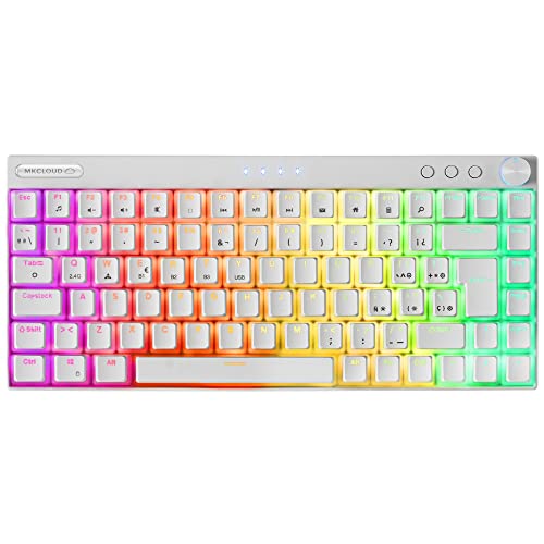 Mars Gaming MKCLOUD, Wireless Mechanische Tastatur RGB Weiß, Ultra-kompakt 75%, Switch Outemu SQ PRO Blau, Sprache Spanisch+US von MARSGAMING