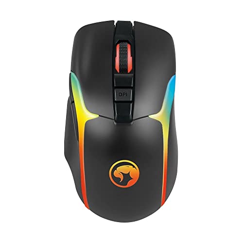 MARVO M729W Kabellose Gaming-Maus - RGB-Beleuchtung mit 7 Modi, 700 mAh wiederaufladbarer Akku, verstellbarer optischer Sensor von 4800 dpi, 7 Tasten, USB 2.0-Anschluss, Schwarz von MARVO