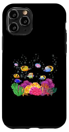 Hülle für iPhone 11 Pro Bunte tropische Fische auf einer Korallenbarriere. von MASH MOSH