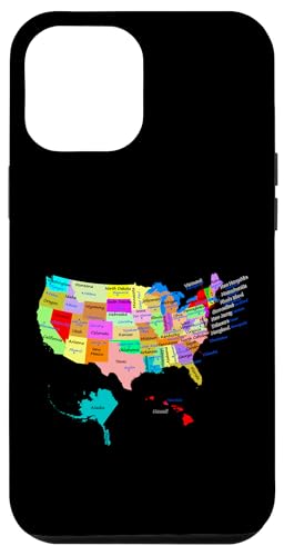 Hülle für iPhone 12 Pro Max United States Map Shirt Staatsnamen und Hauptstädte T-Shirt von MASH MOSH