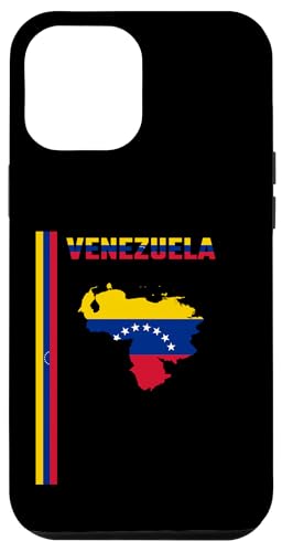 Hülle für iPhone 12 Pro Max Vertikale venezolanische Flagge, Text "Venezuela" und Silhouettenkarte von MASH MOSH