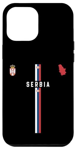 Hülle für iPhone 15 Pro Max Serbien Flagge, Silhouette Karte von Serbien, Wappen von MASH MOSH