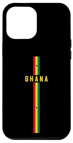 Hülle für iPhone 15 Pro Max Vertikale Ghana-Flagge mit Text "GHANA" in Großbuchstaben von MASH MOSH