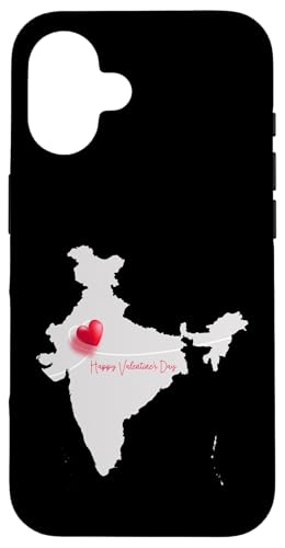 Hülle für iPhone 16 Indien Karte, Happy Valentine's Day, Red Heart, Indian Pride von MASH MOSH