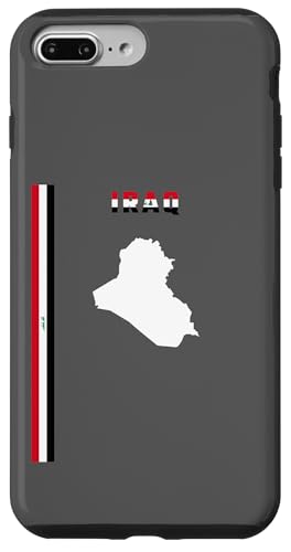 Hülle für iPhone 7 Plus/8 Plus Vertikale irakische Flagge, Text "IRAQ" und Silhouette der Irak-Karte von MASH MOSH