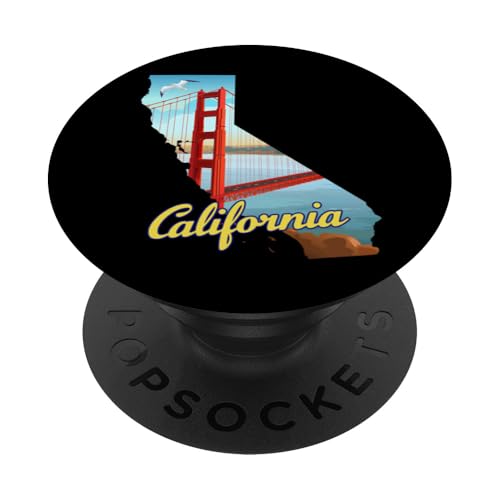 Kalifornien-Karte mit Golden Gate Bridge, San Francisco, USA PopSockets Klebender PopGrip von MASH MOSH