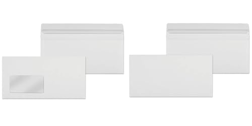 Set aus Briefumschlägen DIN lang – 50 selbstklebende Umschläge, 2 Sorten: 25 mit Fenster & 25 ohne Fenster, ideal für Versand & Büro von MASHPAPER