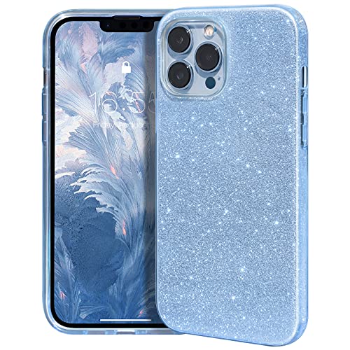 MATEPROX Glitzern Handyhülle Kompatibel mit iPhone 13 Pro Hülle Schutzhülle Sprühen Glänzend Bling Dünnes Hülle für iPhone 13 Pro 6,1'' 2021-Blau von MATEPROX