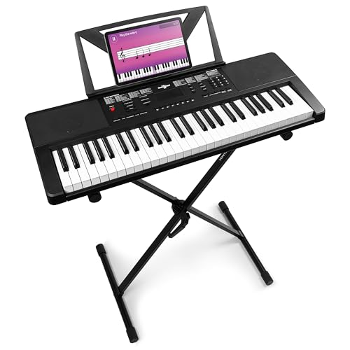 MAX Rhapsody54 - Keyboard Piano mit Notenhalter für Anfänger, 54 Tasten Keyboard mit Ständer, Lautsprecher, Display, 50 Demo Songs, Piano Keyboard, Lern-Funktion, 600 Klangarten, 8 Percussion Sounds von MAX