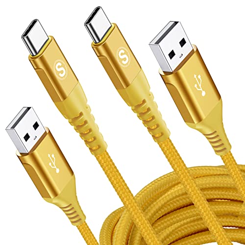 USB C Kabel 3.1A Schnellladung Ladekabel Type C Kabel für iPhone 15 Plus Pro Max,Samsung Flip/Fold 3/4/5 S24 S23 S22 S21 S20 S10 S9 S8 A14/13/12 A34/A33 A54/53/52s/51/50 A21s/23 (Gelb, 2M+2M) von MAXGROUP