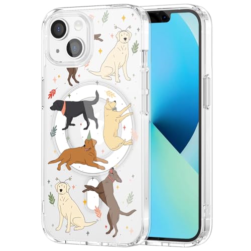 MAYCARI Funny Lively Puppy transparente magnetische Schutzhülle für iPhone 12, kompatibel mit MagSafe Vier Ecken, Anti-Drop, schlank, transparent, lustig, weiches TPU, harte Rückseite von MAYCARI