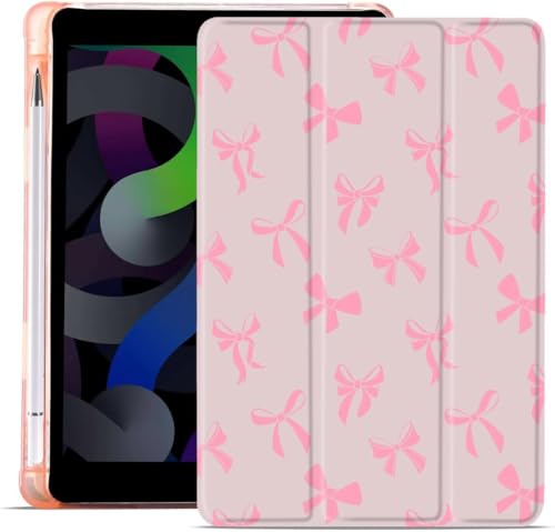 MAYCARI Niedliche Kawaii-Schleifenknoten-Schutzhülle für iPad Mini 6, mit Stifthalter, automatischer Sleep/Wake-Funktion, Rosa, ästhetisch, weiche TPU-Rückseite für iPad Mini 6 von MAYCARI