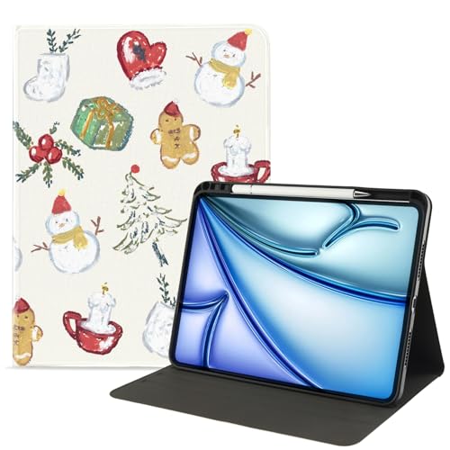 MAYCARI iPad-Hülle mit niedlichem Schneemann mit seidiger Textur, kompatibel mit 27,7 cm (11 Zoll) iPad 2022, weiche Seide, Stifthalter und automatische Sleep/Wake-Funktion, iPad-Hülle, ästhetisches von MAYCARI