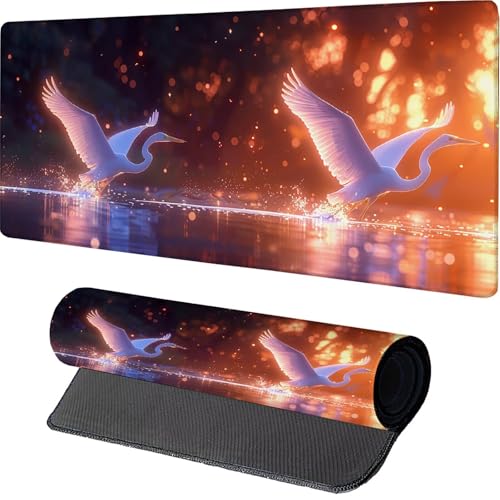 Blau Gaming Mousepad 1000x500x3mm, Vogel Mauspad XXL mit Vernähte Kanten, rutschfeste Schreibtischunterlage Verbessert Präzision und Geschwindigkeit, ür Gaming Zubehör, Geschenke für Männer P-3616 von MAYINGOU