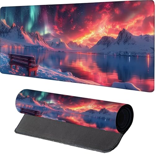 Blau Mauspad, Mond Gaming Mousepad XXL 1200x600x3mm, Schreibtischunterlage mit rutschfeste Gummibasis, Mouse Pad Verbessert Präzision und Geschwindigkeit, ür Pc Gaming Zubehör, Geschenke V-9824 von MAYINGOU