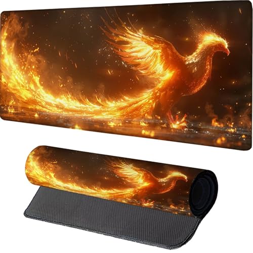 Gold Mauspad, PhöNix Gaming Mousepad XXL 1000x500x3mm, Schreibtischunterlage mit rutschfeste Gummibasis, Mouse Pad Verbessert Präzision und Geschwindigkeit, ür Pc Gaming Zubehör, Geschenke B-6091 von MAYINGOU