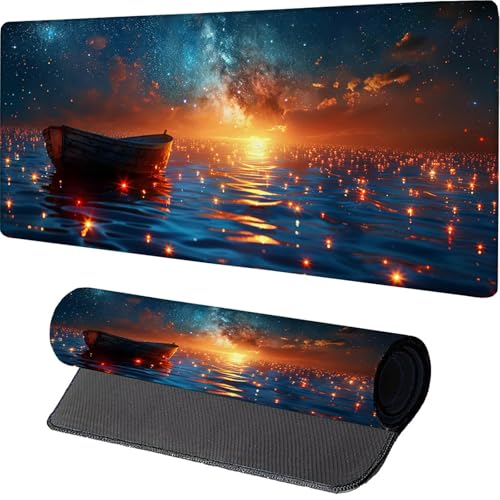 Orange Mauspad, Sunset Gaming Mousepad XXL 1500x800x3mm, Schreibtischunterlage mit rutschfeste Gummibasis, Mouse Pad Verbessert Präzision und Geschwindigkeit, ür Pc Gaming Zubehör, Geschenke 9-2333 von MAYINGOU