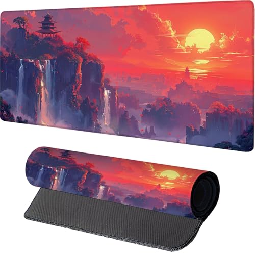 Rosa Mauspad, Mond Gaming Mousepad XXL 1200x600x3mm, Schreibtischunterlage mit rutschfeste Gummibasis, Mouse Pad Verbessert Präzision und Geschwindigkeit, ür Pc Gaming Zubehör, Geschenke 1-6897 von MAYINGOU