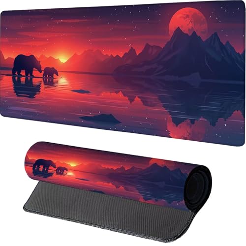 Rosa Mauspad, Mond Gaming Mousepad XXL 1200x600x3mm, Schreibtischunterlage mit rutschfeste Gummibasis, Mouse Pad Verbessert Präzision und Geschwindigkeit, ür Pc Gaming Zubehör, Geschenke S-9239 von MAYINGOU