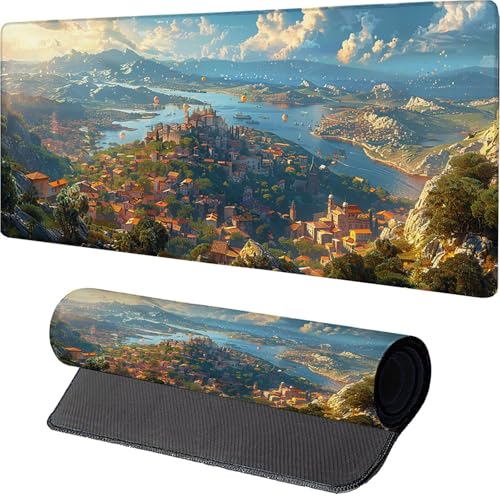 Weiß Gaming Mousepad 1200x600x3mm, Landschaft Mauspad XXL mit Vernähte Kanten, rutschfeste Schreibtischunterlage Verbessert Präzision und Geschwindigkeit, ür Gaming Zubehör, Geschenke 4-1852 von MAYINGOU