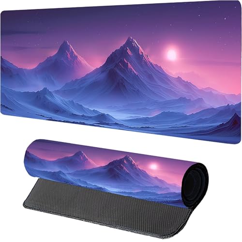 Lila Mousepad XXL 1600 x 800mm, Landschaft Gaming Mauspad, Schreibtischunterlage mit Rutschfester Gummibasis, Gaming Mauspad Verbessert Präzision und Geschwindigkei, Mouse Pad für Pc Zubehör 2-4918 von MAYUPEOU