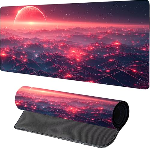 Rosa Mousepad XXL 1500 x 800mm, Sternenhimmel Gaming Mauspad, Schreibtischunterlage mit Rutschfester Gummibasis, Gaming Mauspad Verbessert Präzision und Geschwindigkei, Mouse Pad für Pc Zubehör Q-7364 von MAYUPEOU