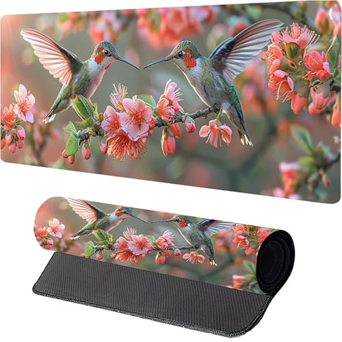 Rosa Mousepad XXL 700 x 300mm, Vogel Gaming Mauspad, Schreibtischunterlage mit Rutschfester Gummibasis, Gaming Mauspad Verbessert Präzision und Geschwindigkei, Mouse Pad für Pc Zubehör 8-8415 von MAYUPEOU