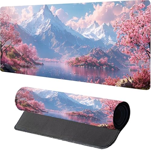 Weiß Mousepad XXL 1500 x 800mm, Landschaft Gaming Mauspad, Schreibtischunterlage mit Rutschfester Gummibasis, Gaming Mauspad Verbessert Präzision und Geschwindigkei, Mouse Pad für Pc Zubehör 2-5218 von MAYUPEOU