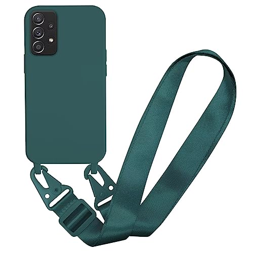 MBSLFY Silikon Handykette für Samsung Galaxy A32 4G Hülle mit Band,Verstellbarer Halskette Handyhülle,Necklace Hülle mit Band,Handyhülle für zum Umhängen,Case mit Schnur, Dunkel grün von MBSLFY