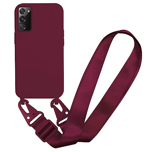 MBSLFY Silikon Handykette für Samsung Galaxy Note20 Hülle mit Band,Verstellbarer Halskette Handyhülle,Necklace Hülle mit Band, Handyhülle für zum Umhängen,Case mit Schnur,Rot von MBSLFY
