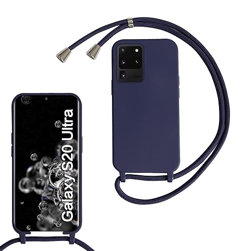 MBSLFY Silikon Handykette für Samsung Galaxy S20 Ultra Hülle mit Band,Verstellbarer Halskette Handyhülle,Necklace Hülle mit Band, Handyhülle für zum Umhängen,Case mit Schnur,Navy blau von MBSLFY