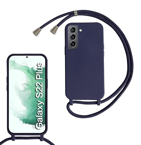 MBSLFY Silikon Handykette für Samsung Galaxy S22 Plus Hülle mit Band,Verstellbarer Halskette Handyhülle,Necklace Hülle mit Band, Handyhülle für zum Umhängen,Case mit Schnur,Navy blau von MBSLFY