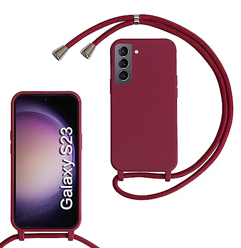 MBSLFY Silikon Handykette für Samsung Galaxy S23 Necklace Hülle mit Band, Verstellbarer Halskette Handyhülle, Handyhülle für zum Umhängen, Case mit Schnur, Rot von MBSLFY