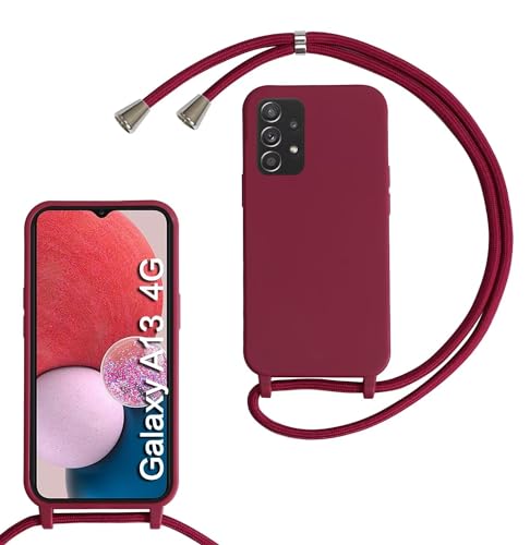 MBSLFY Silikon Handykette für Samsung Galaxy S24 Ultra Necklace Hülle mit Band, Verstellbarer Halskette Handyhülle, Handyhülle für zum Umhängen, Case mit Schnur, Rot von MBSLFY