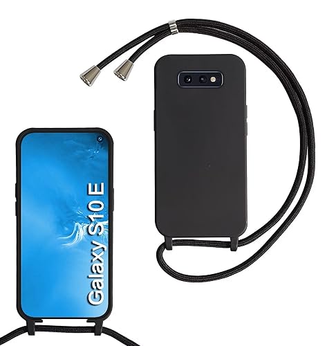 MBSLFY Silikon Handykette für Samsung Galaxy S10e Necklace Hülle mit Band, Verstellbarer Halskette Handyhülle, Handyhülle für zum Umhängen, Case mit Schnur, Schwarz von MBSLFY