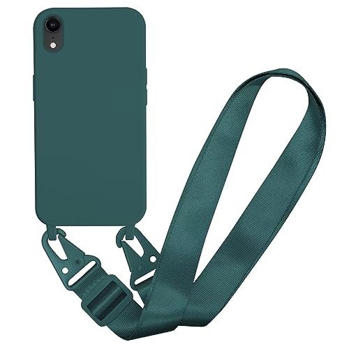 MBSLFY Silikon Handykette für iPhone 13 Mini Hülle mit Band,Verstellbarer Halskette Handyhülle,Necklace Hülle mit Band,Handyhülle für zum Umhängen,Case mit Schnur, Dunkel grün von MBSLFY