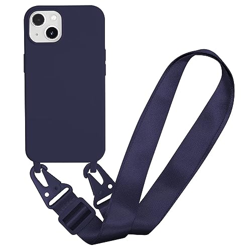 MBSLFY Silikon Handykette für iPhone 15 Hülle mit Band,Verstellbarer Halskette Handyhülle,Necklace Hülle mit Band,Handyhülle für zum Umhängen,Case mit Schnur, Navy blau von MBSLFY