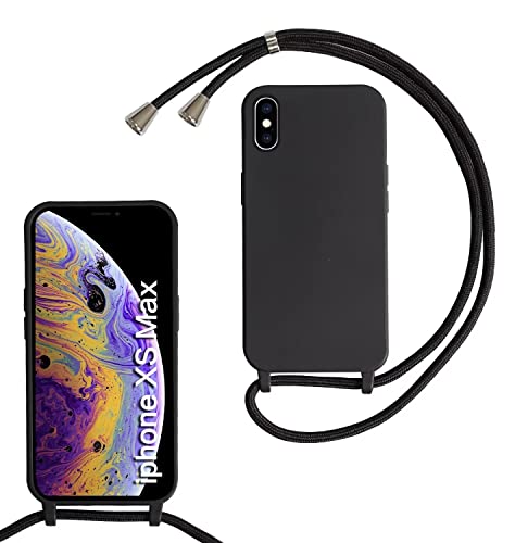 MBSLFY Silikon Handykette für iPhone XS Max Necklace Hülle mit Band, Verstellbarer Halskette Handyhülle, Handyhülle für zum Umhängen, Case mit Schnur, Schwarz von MBSLFY